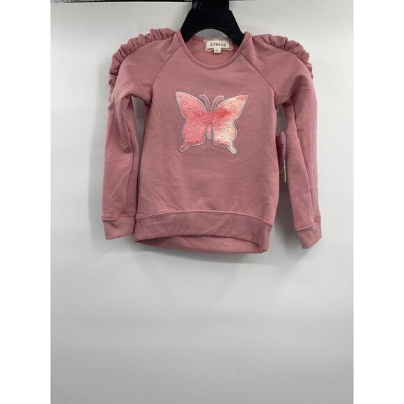 btween Girls Pink Butterfly Sweater Tie Dye Leggings Scrunchie 3 piece Sz 5 NEW - Picture 11 of 13